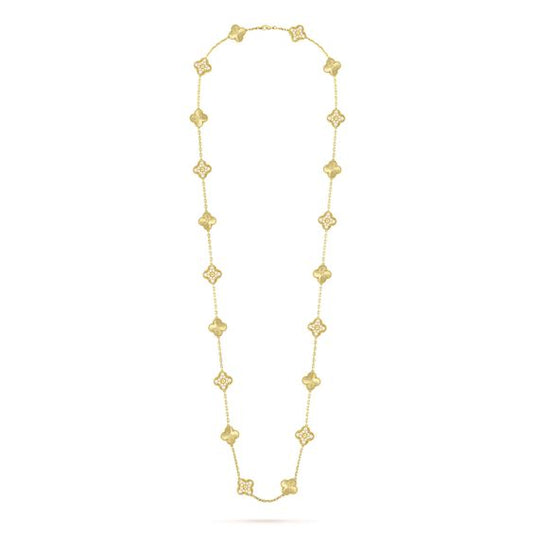 שרשרת תלתן משולבת - זהב