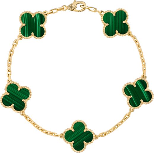 צמיד תלתן ירוק - זהב