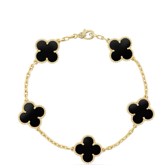 צמיד תלתן שחור - זהב